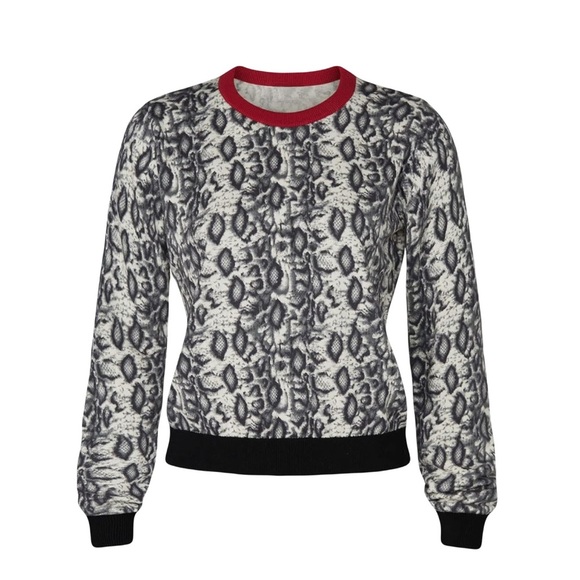 Koche Collective Women’s Python Print Crewneck Sweater Like New Orig $229 - Picture 2 of 9
